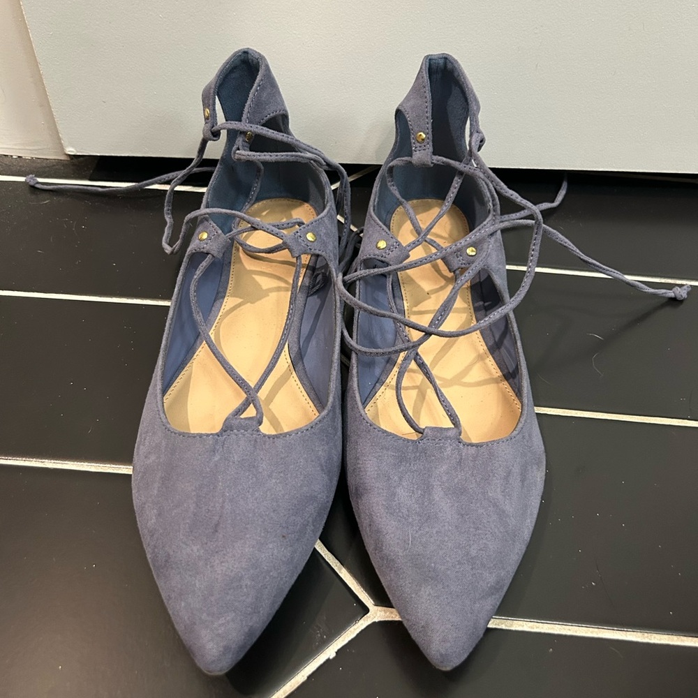 NWOT- Old Navy Lace-up Flats Light Blue Color Size 8